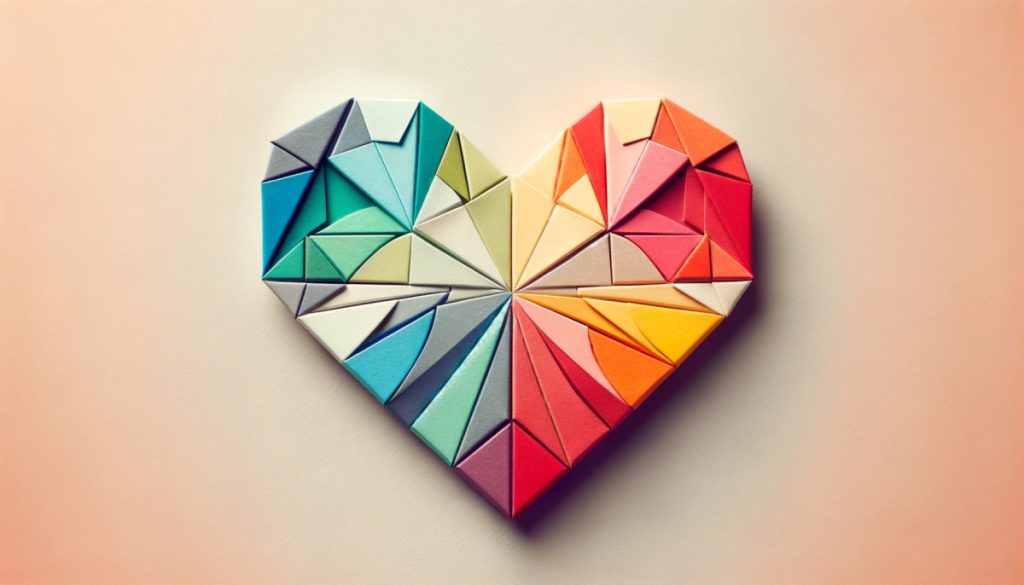 Origami heart chart showing dating compatibility