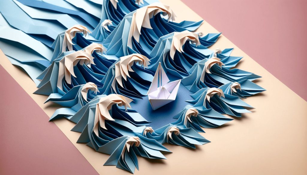 Origami Stormy Seas and Boat